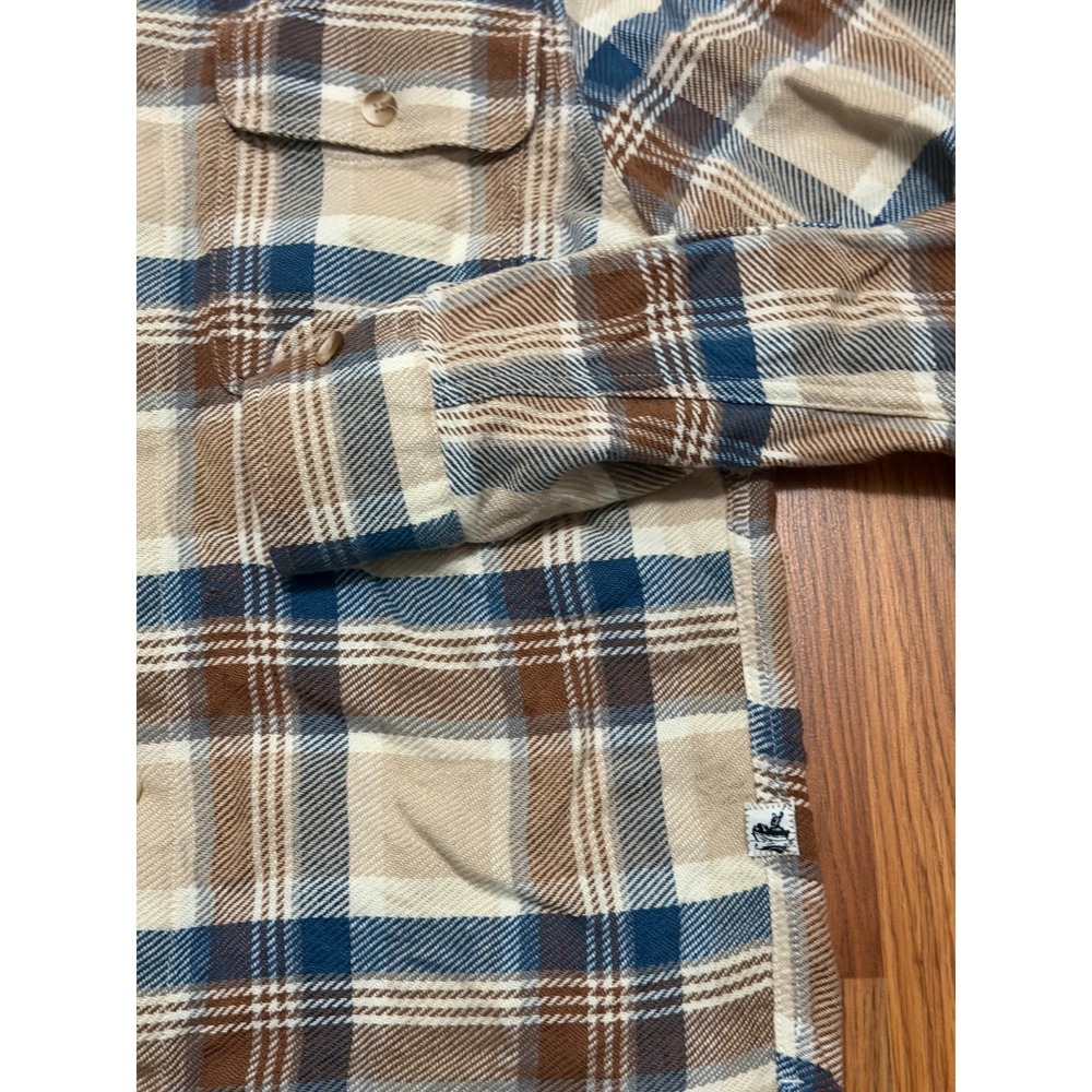 Atlantic Rancher Shirt Mens Medium Plaid Linen Blend Workwear Button Front - Picture 6 of 13
